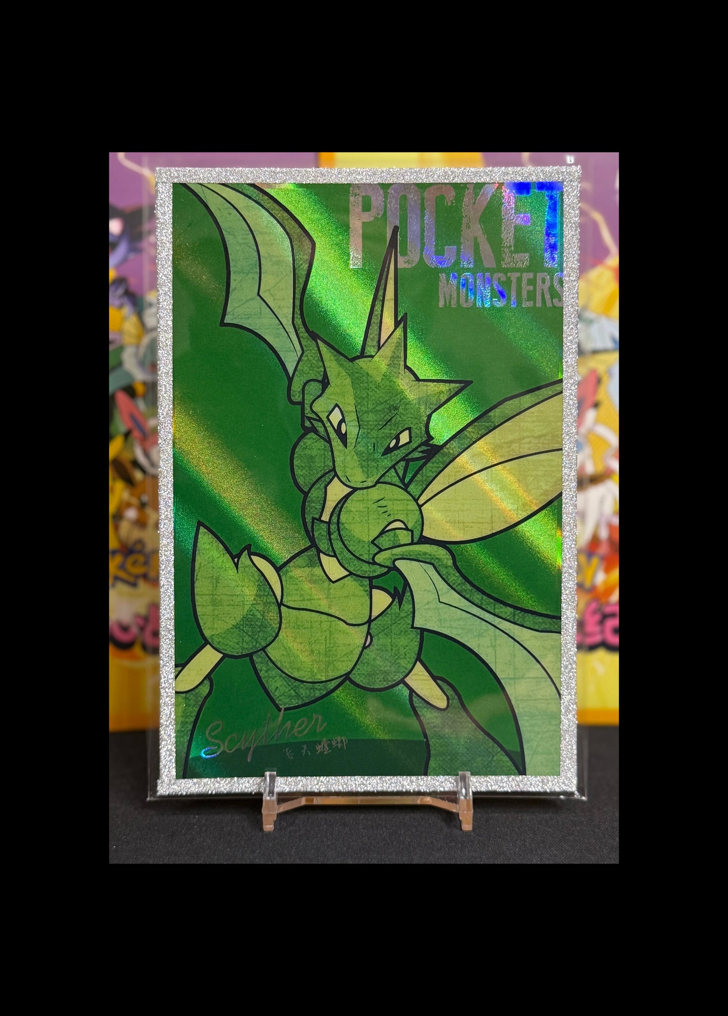 Scyther Shiny Rare Pokemon Pocket Monsters KADO Art Board - PokeMooseTCG LLC
