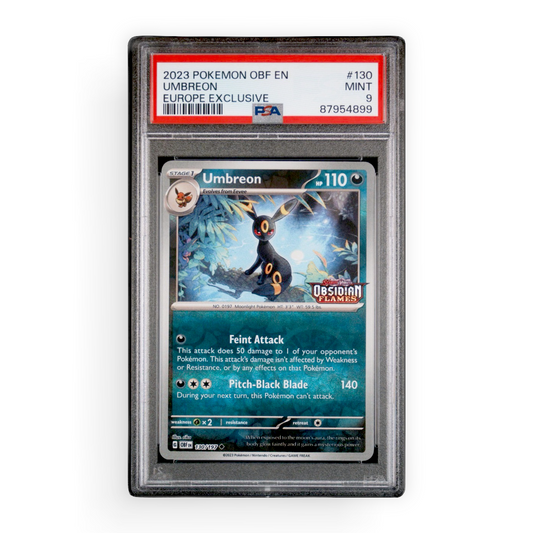 PSA 9 Umbreon #130 Obsidian Flames Stamped Europe Exclusive Promo